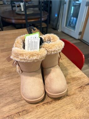 Stepping Stones Kids Faux Fur Lined Winter Boots - Tan